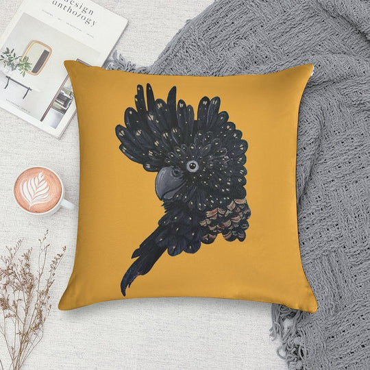 Red Tailed Black Cockatoo Soft Home Decor Throw Pillow