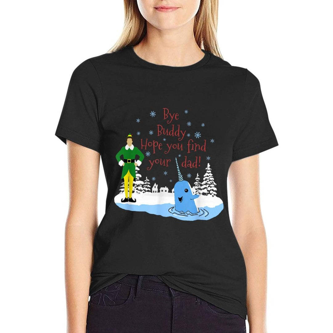 Happier Holidays Unisex-Kids Christmas Narwhal Elf  Easy-care T-Shirt