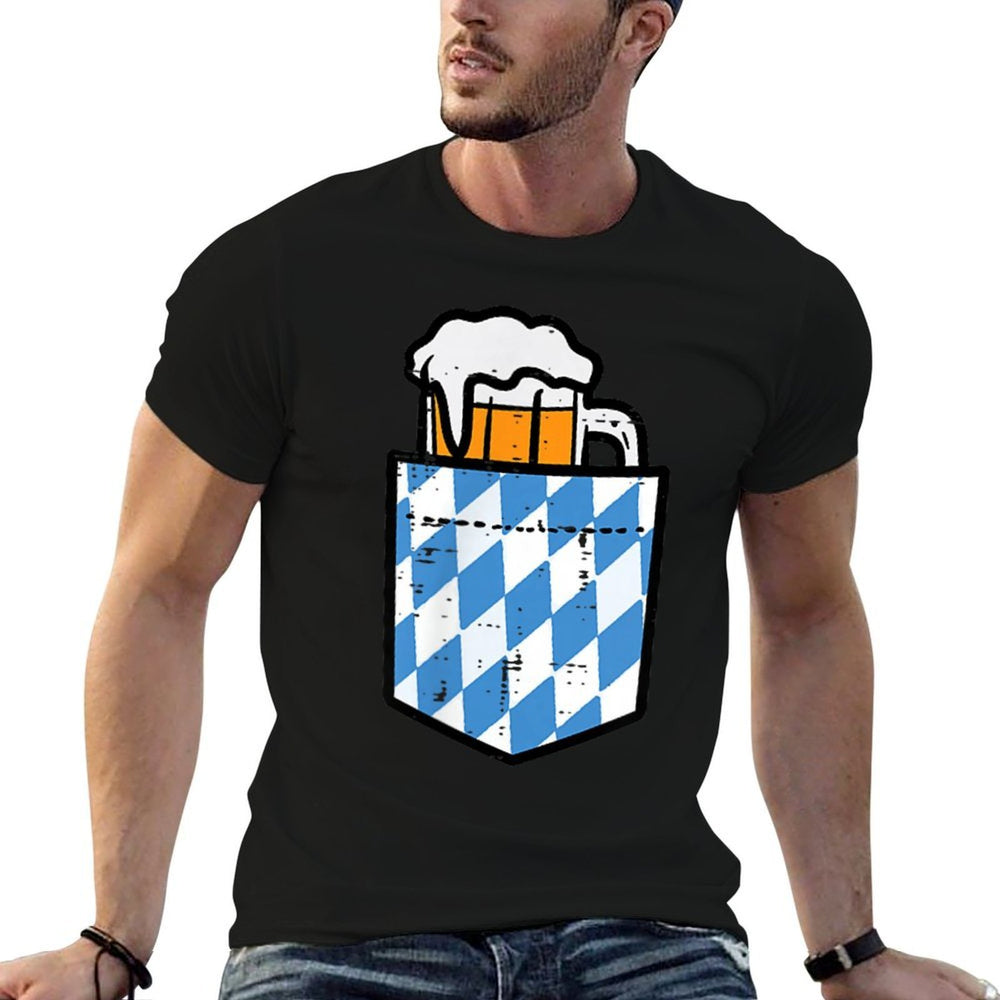Oktoberfest Bavaria Pocket Fun German Costume Men Women  Easy-care T-Shirt