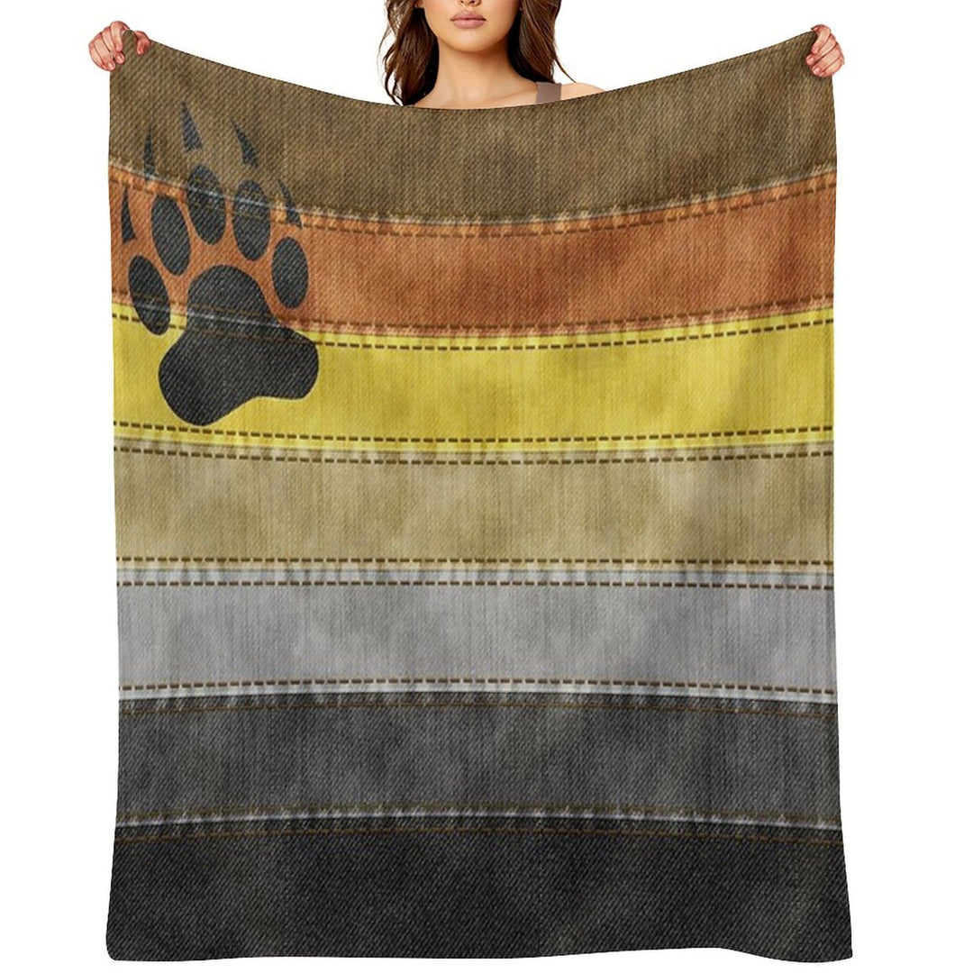 Denim Textured Seamless Gay Bear Pride Flag Pattern Travel-friendly Throw Blanket