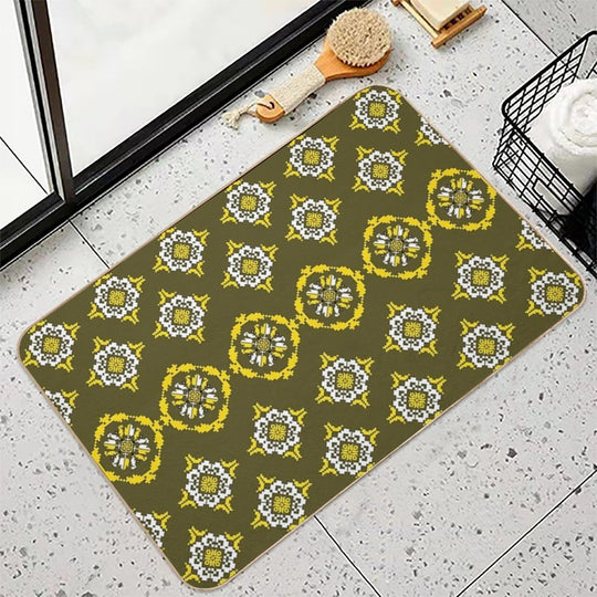 Verdant Harmony — A Dialogue in Diamond And Bloom Pattern Seamless  Versatile Bath Mat