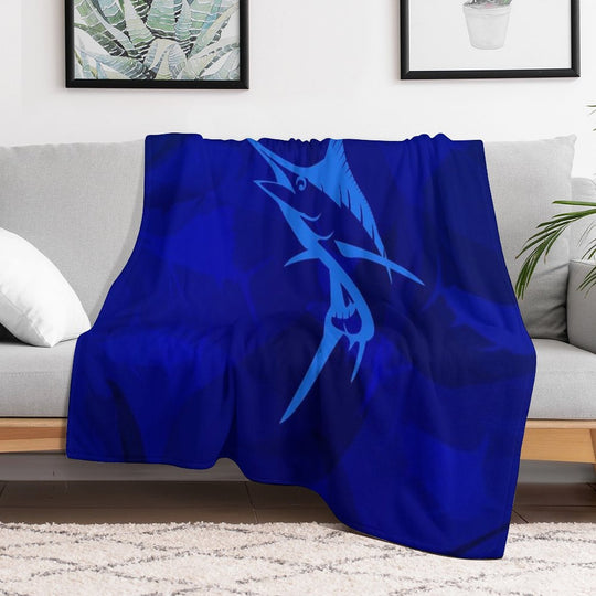Graphic Blue Marlin Blues Eco-conscious Throw Blanket