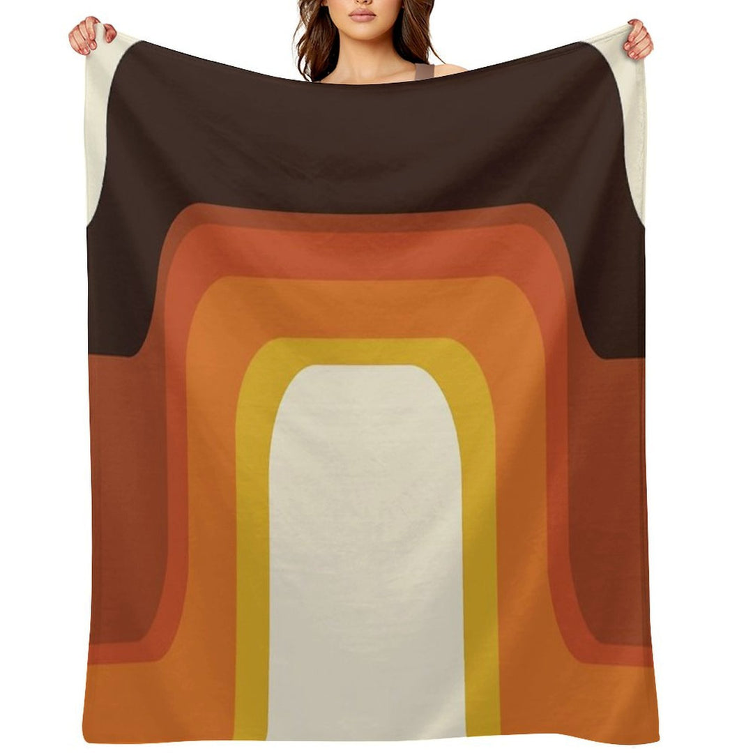 Mid-Century Modern Meets 1970s Orange Rainbow Multi-functional Throw Blanket