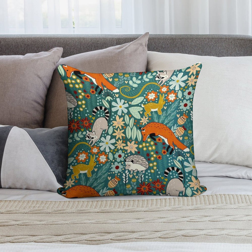 Textured Woodland Pattern Soft Hidden Zipper Throw Pillow