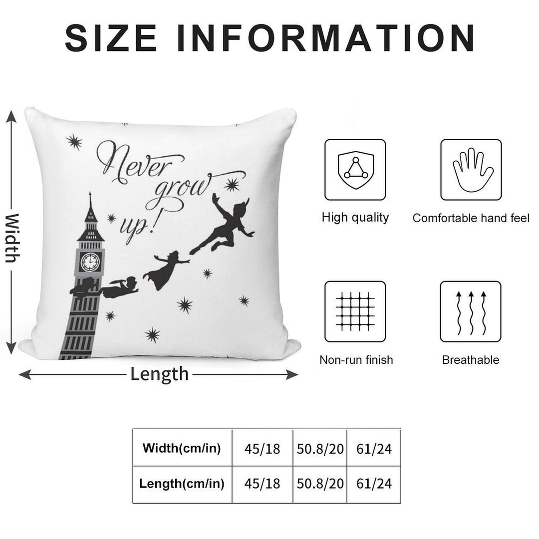 Peter Pan - Never Grow Up Soft Bedroom Essential Throw Pillow