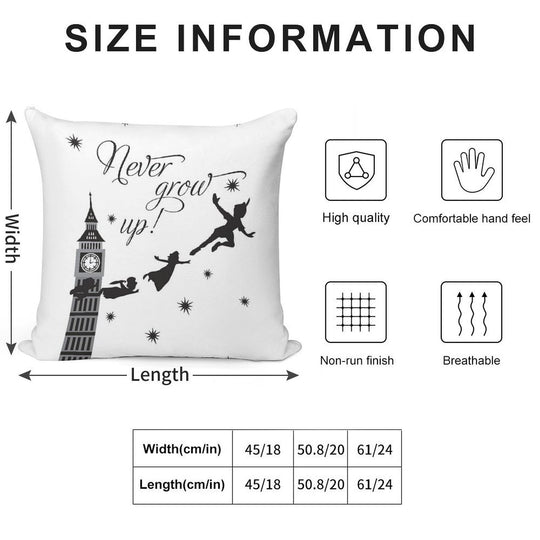 Peter Pan - Never Grow Up Soft Bedroom Essential Throw Pillow