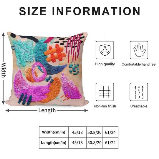 Abstract Embroidery Soft Easy Maintenance Throw Pillow