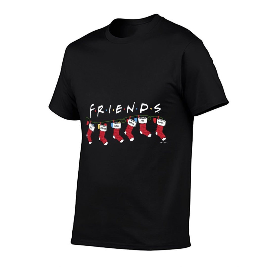 Friends Christmas Group Holiday Stockings Vintage Banner Comfortable T-Shirt