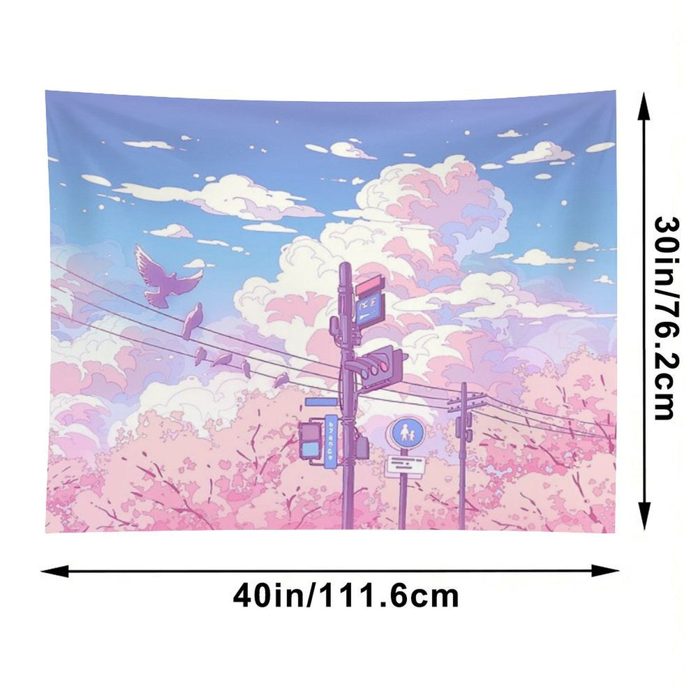 The Beautiful Sky, Traffic Lights, And Pigeons Tapestry