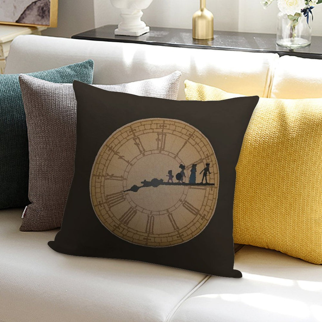 Stained Glass on The Clock Tower Soft Washable Throw Pillow