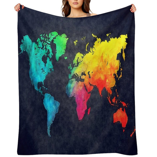 World Map Watercolor 6 #map #worldmap Durable Throw Blanket