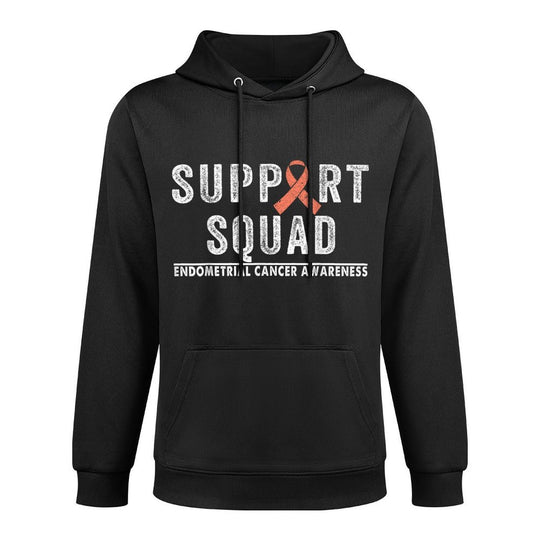 Support Squad Peach Ribbon Endometrial Cancer Awareness Cotton-Polyester Blend Hoodie