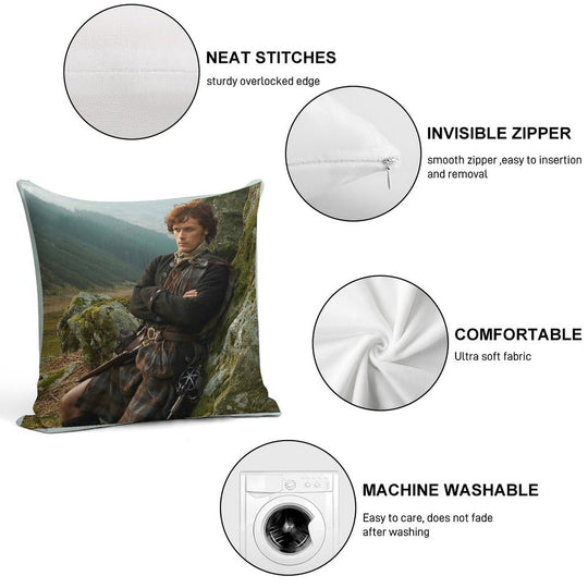 Outlander Jamie Fraser Soft Hidden Zipper Throw Pillow
