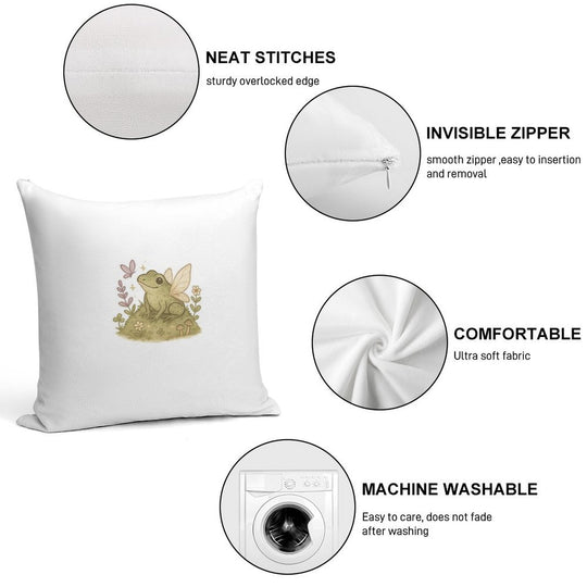 Fairy Frog Soft Decorative Cover Throw Pillow