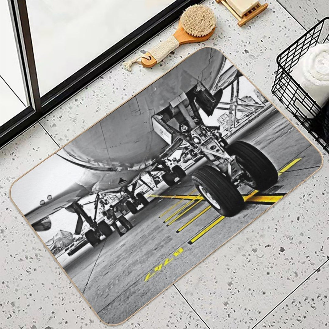 Copy of Boeing 747 Nose Wheel Parked on Yellow Line  Slip-Resistant Bath Mat