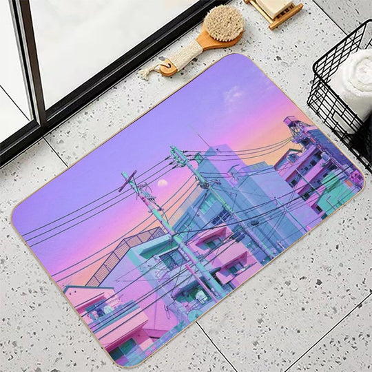 5PM in Ethereal Tokyo  High-Traffic Bath Mat