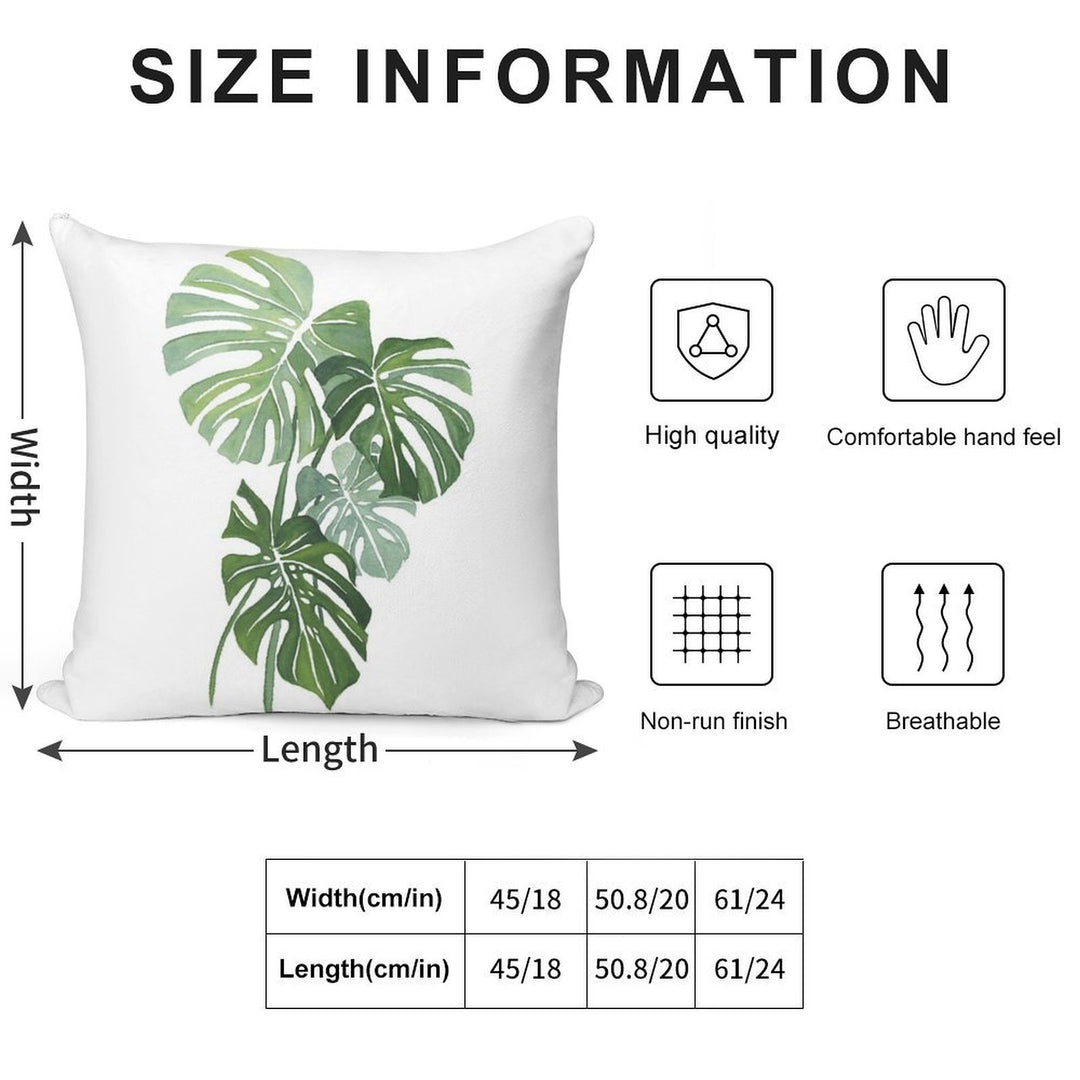 Monstera Leaves Soft Home Decor Throw Pillow