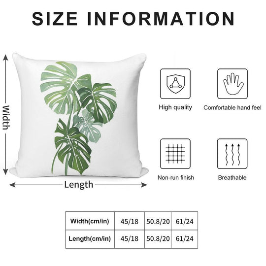 Monstera Leaves Soft Home Decor Throw Pillow