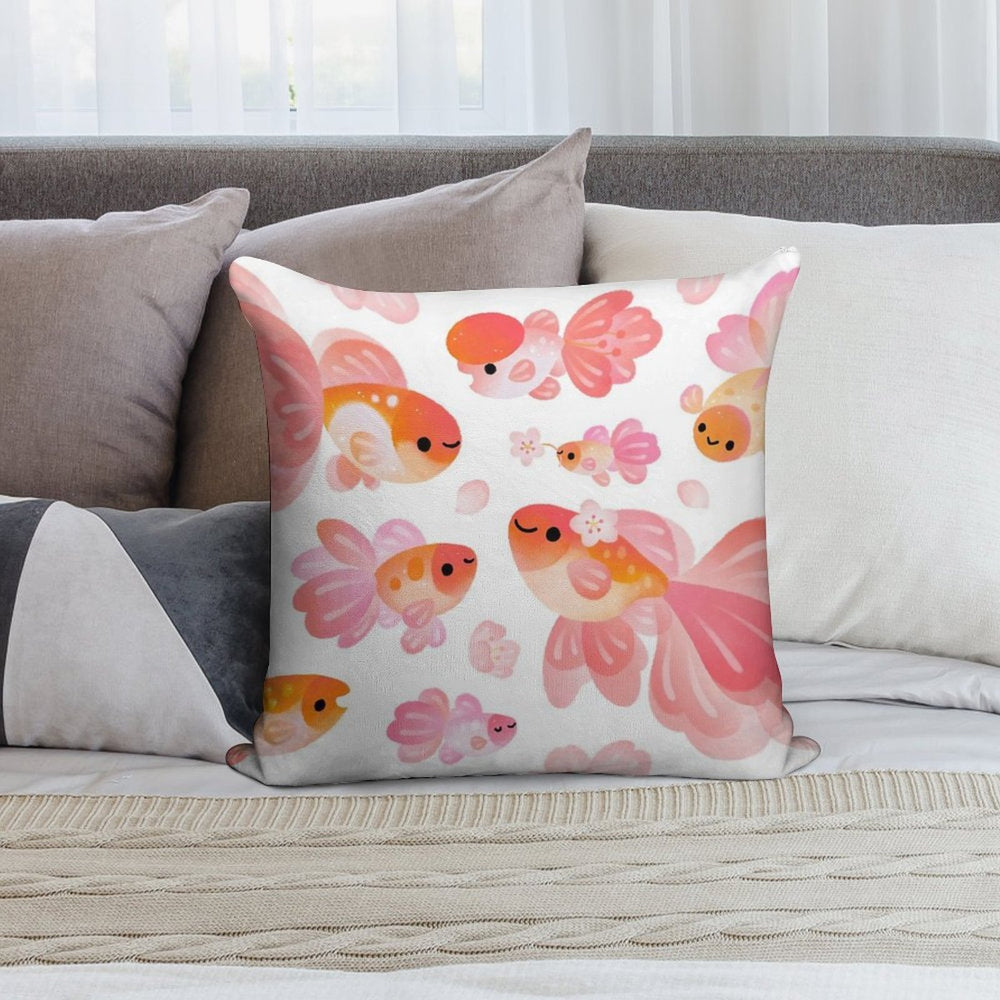 Cherry Blossom Goldfish 2 Soft Gift Ready Throw Pillow