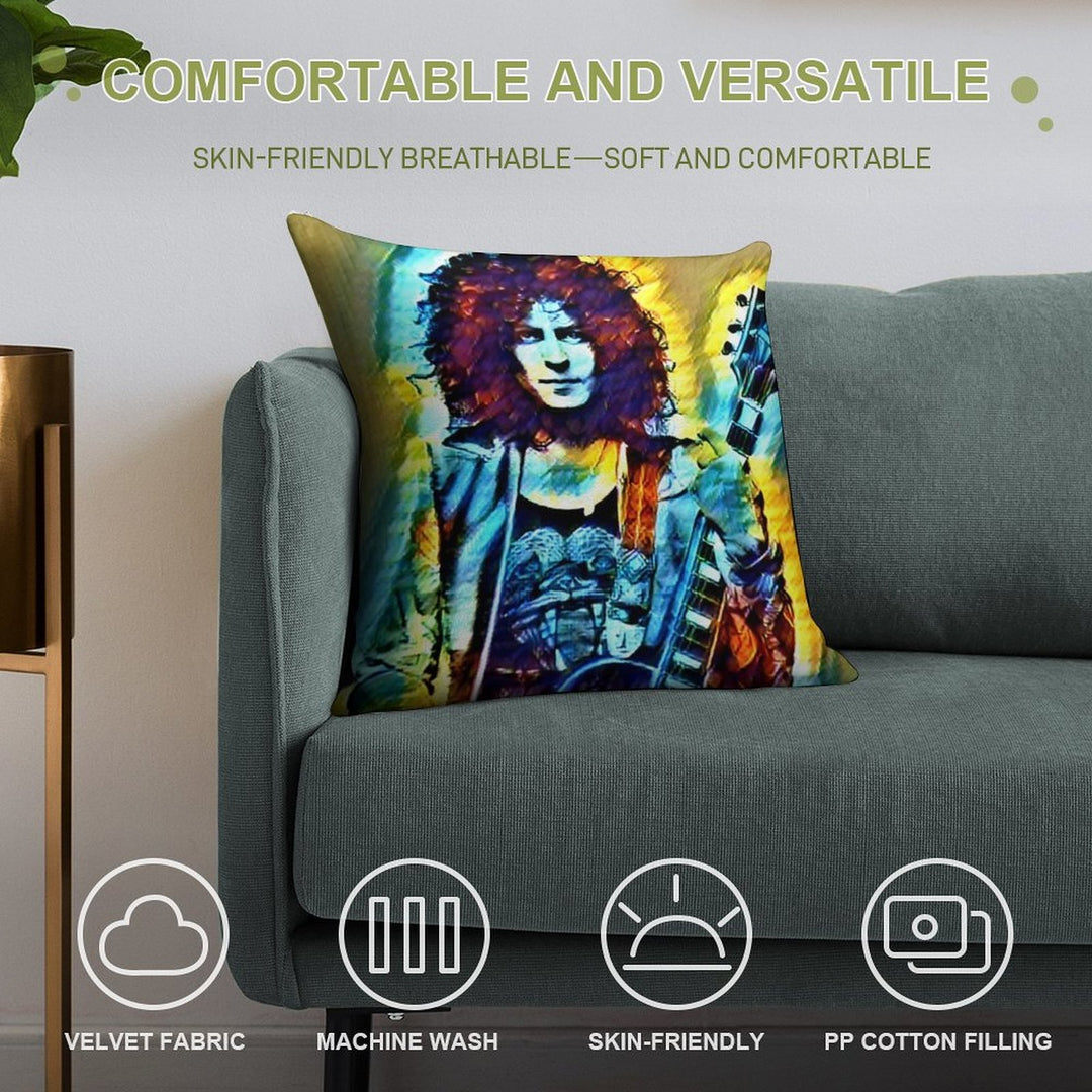 Marc Bolan Soft Hidden Zipper Throw Pillow