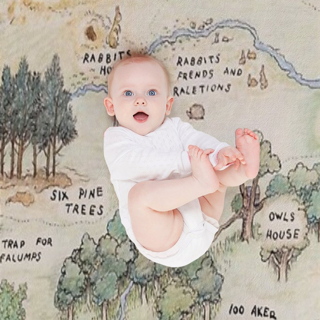 Hundred Acre Wood Map Sustainable Throw Blanket