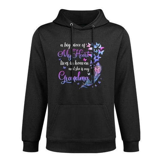My Grandma Lives In Heaven Memorial Quotes Grandchild Adjustable Hood Hoodie