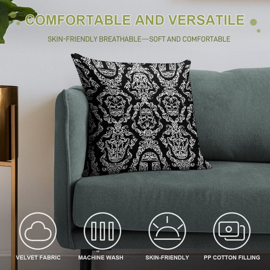 Imperial Mural Black Soft High-Density Material Throw Pillow