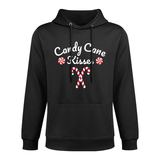 Candy Cane Kisses T - Christmas Holiday Candy Cane Medium-Weight Fabric Hoodie