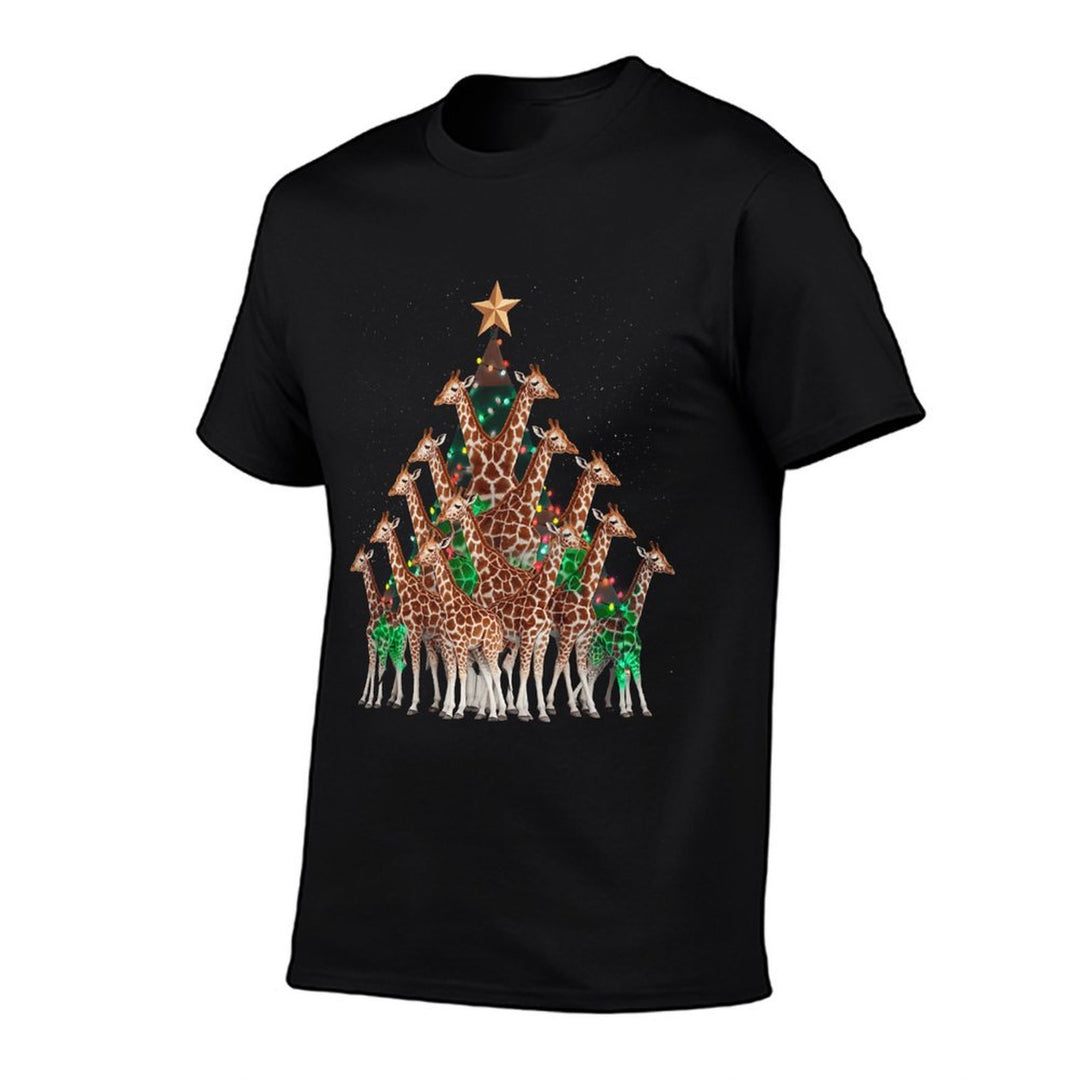 Giraffe Christmas Tree Giraffe Xmas Tree Women  Boys  Versatile T-Shirt