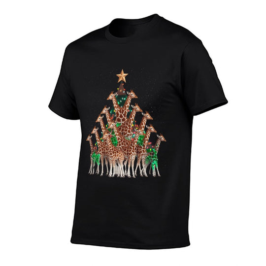 Giraffe Christmas Tree Giraffe Xmas Tree Women  Boys  Versatile T-Shirt