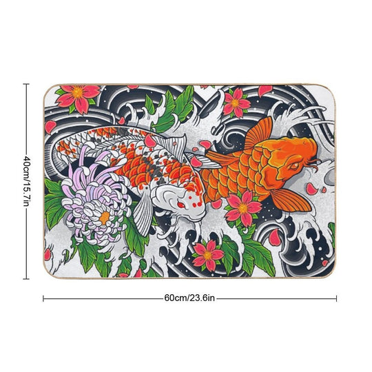 Koi Fish Pond  Pet-Safe Bath Mat