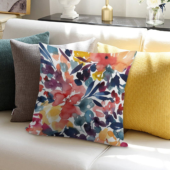 Abstract Watercolor Flowers 31, Colorful Bouquet Illustration Soft Anti-Pilling Throw Pillow