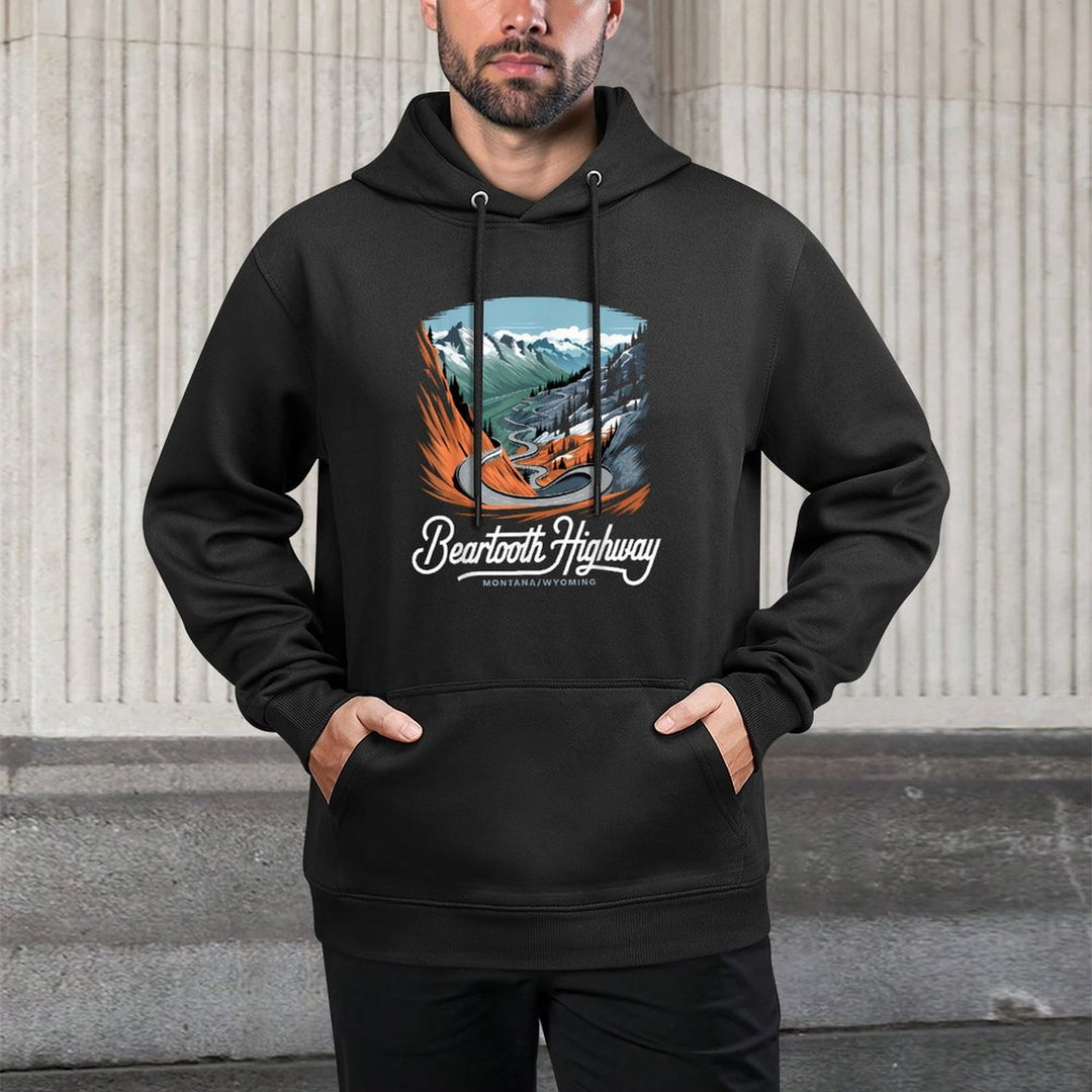 Beartooth Highway Montana Wyoming Mountains Winding Road Colorfast Hoodie