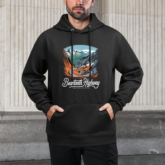 Beartooth Highway Montana Wyoming Mountains Winding Road Colorfast Hoodie