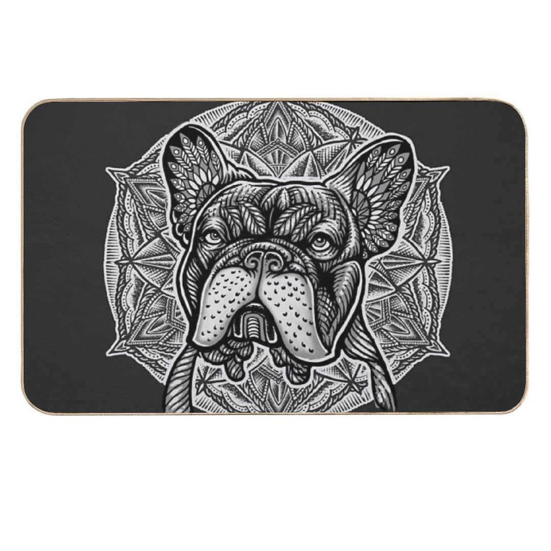 Frenchie Bulldog Mandala  Rapid-Drying Bath Mat