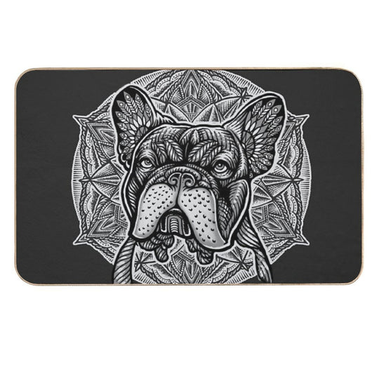 Frenchie Bulldog Mandala  Rapid-Drying Bath Mat