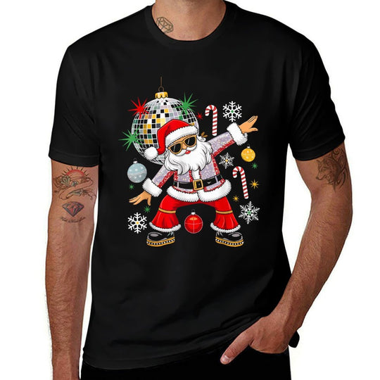 Disco Santa Christmas Music Retro Groovy 70s 80s Hippie  High-quality Stitching T-Shirt