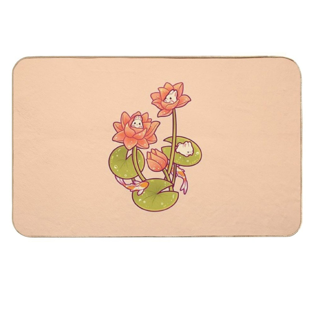 Lotus Bunnies  Slip-Resistant Bath Mat