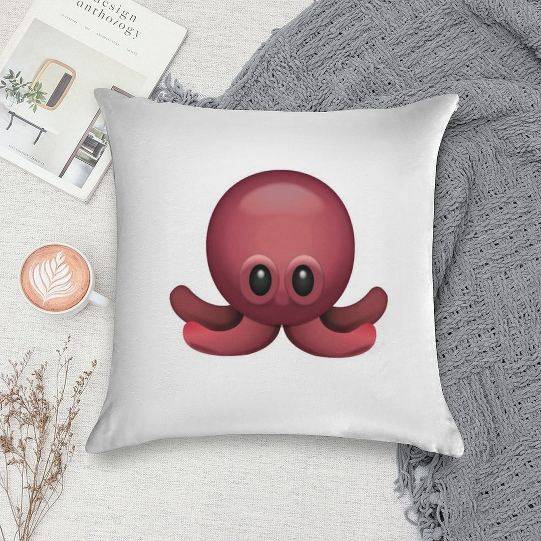 Cute Octopus Emoji Soft Luxury Feel Throw Pillow