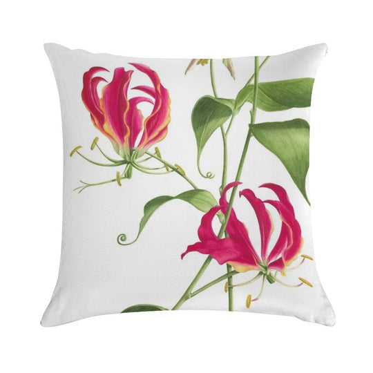 Gloriosa Rothschildiana  -  Flame Lily Soft Warmth Comfort Throw Pillow