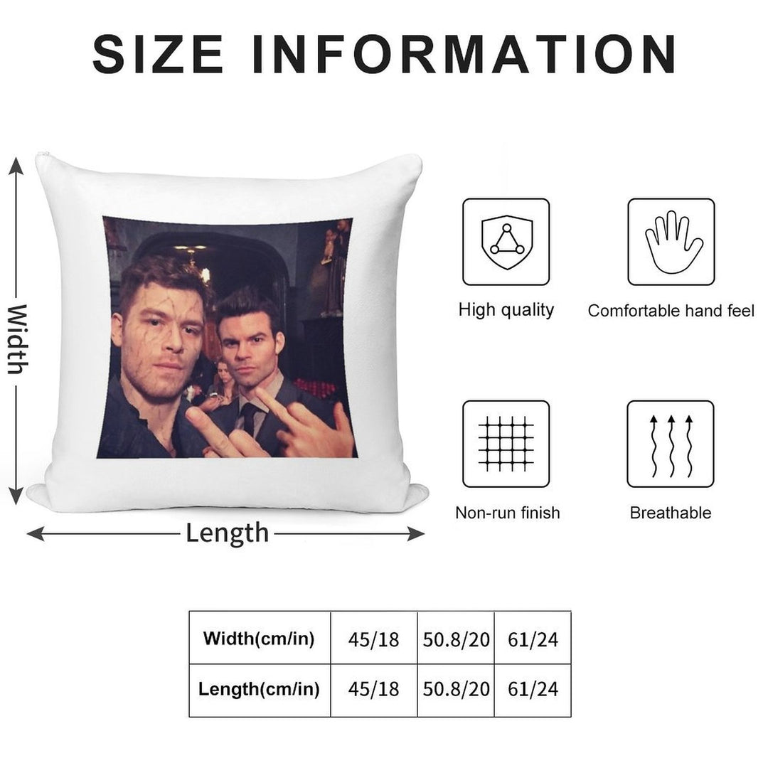 Klaus And Elijah Mikaelson Soft Hidden Zipper Throw Pillow