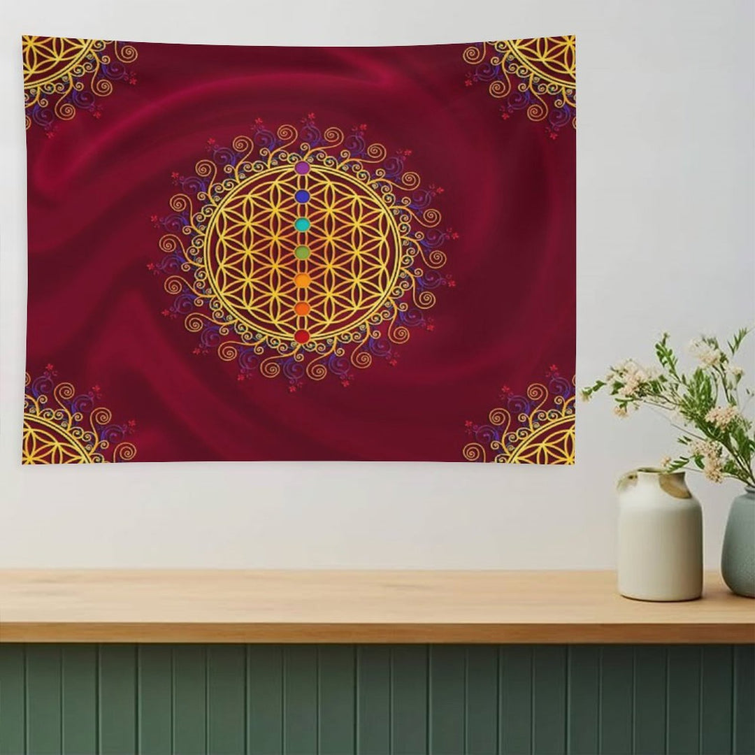 FLOWER OF LIFE, CHAKRAS, SPIRITUALITY, YOGA, ZEN, Tapestry