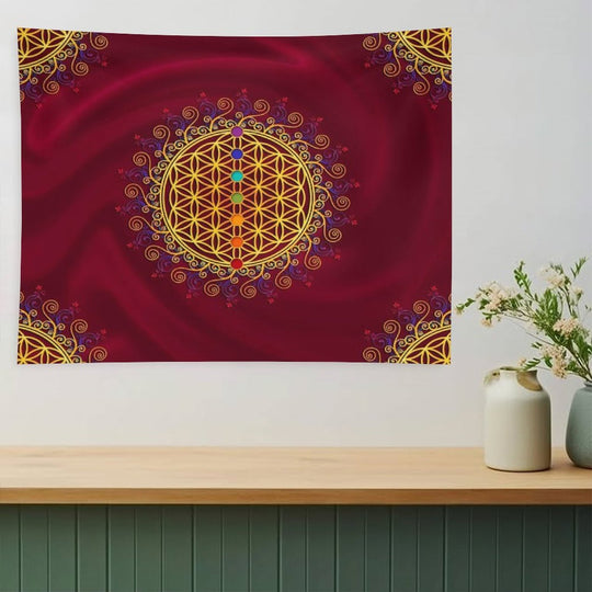 FLOWER OF LIFE, CHAKRAS, SPIRITUALITY, YOGA, ZEN, Tapestry
