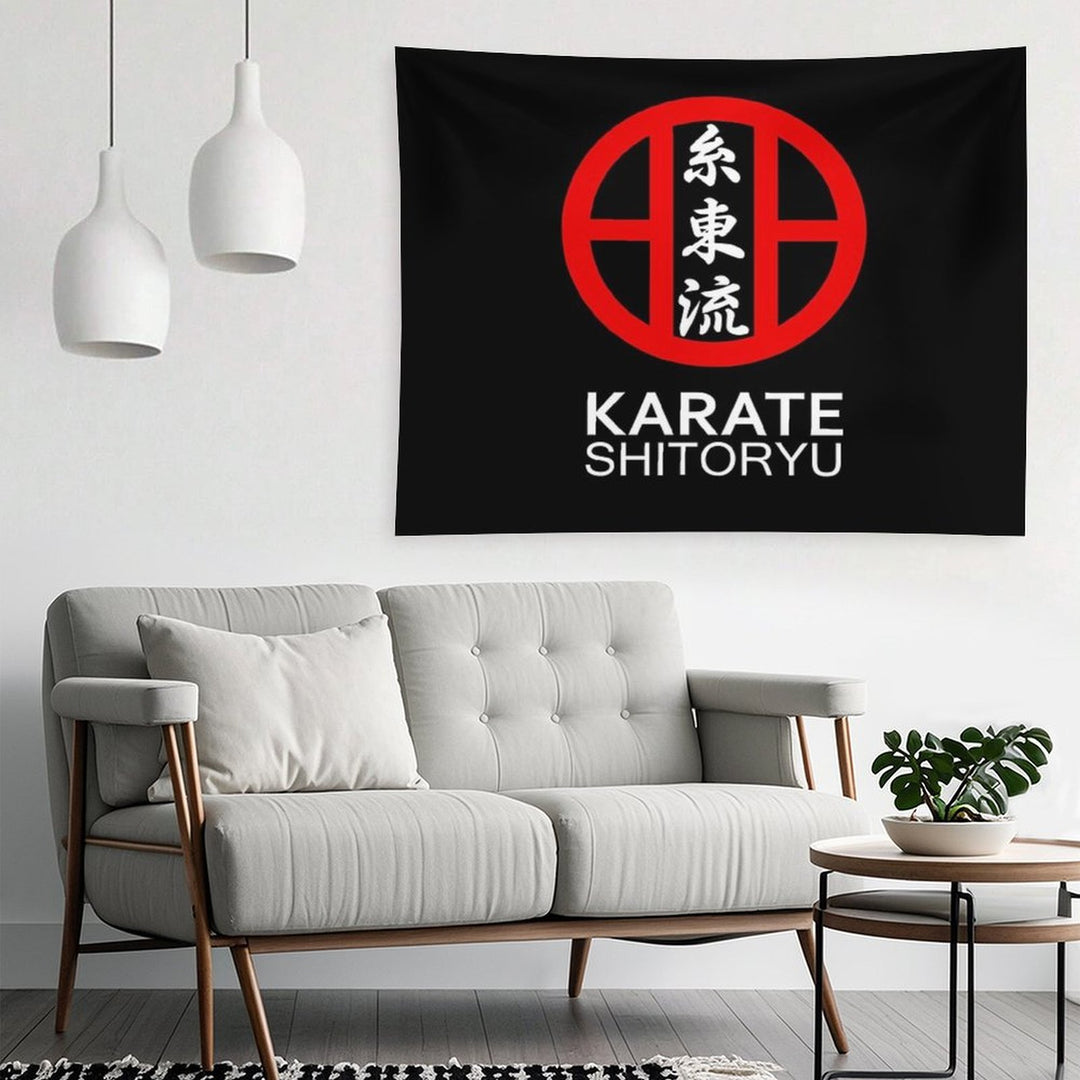 Karate Shitoryu Kanji And Symbol White Text Tapestry