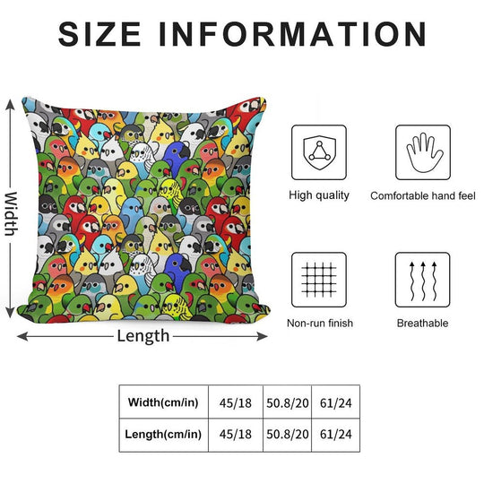 Too Many Birds! Bird Squad 1 Soft Washable Throw Pillow