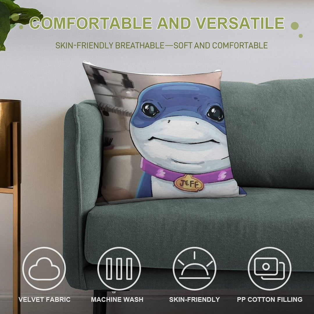 Jeff The Land Shark Soft Reinforced Edging Throw Pillow