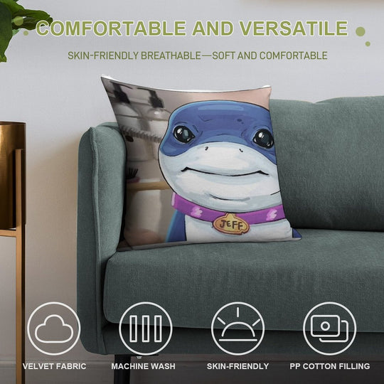 Jeff The Land Shark Soft Reinforced Edging Throw Pillow