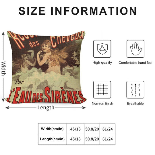 Vintage 1890s Mermaid French Hair Dye Ad by Cheret Soft Bedroom Essential Throw Pillow