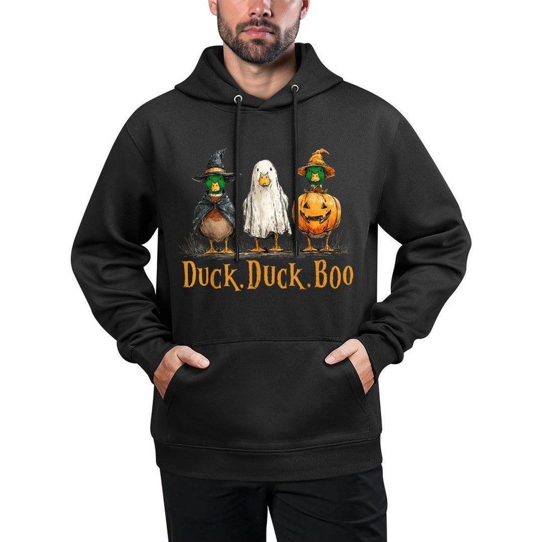 Duck Duck Boo Funny Duck Goose Witch Pumpkin Halloween Layering Staple Hoodie