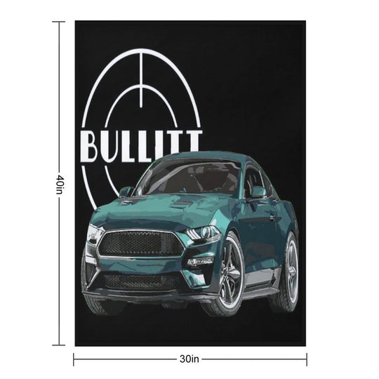 Bullitt Mustang GT 5.0L V8 Classic Steve Mcqueen Muscle Car Travel-friendly Throw Blanket